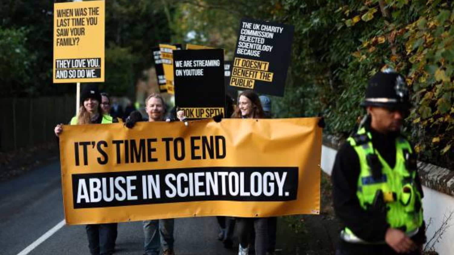 Scientology protest in East Grinstead